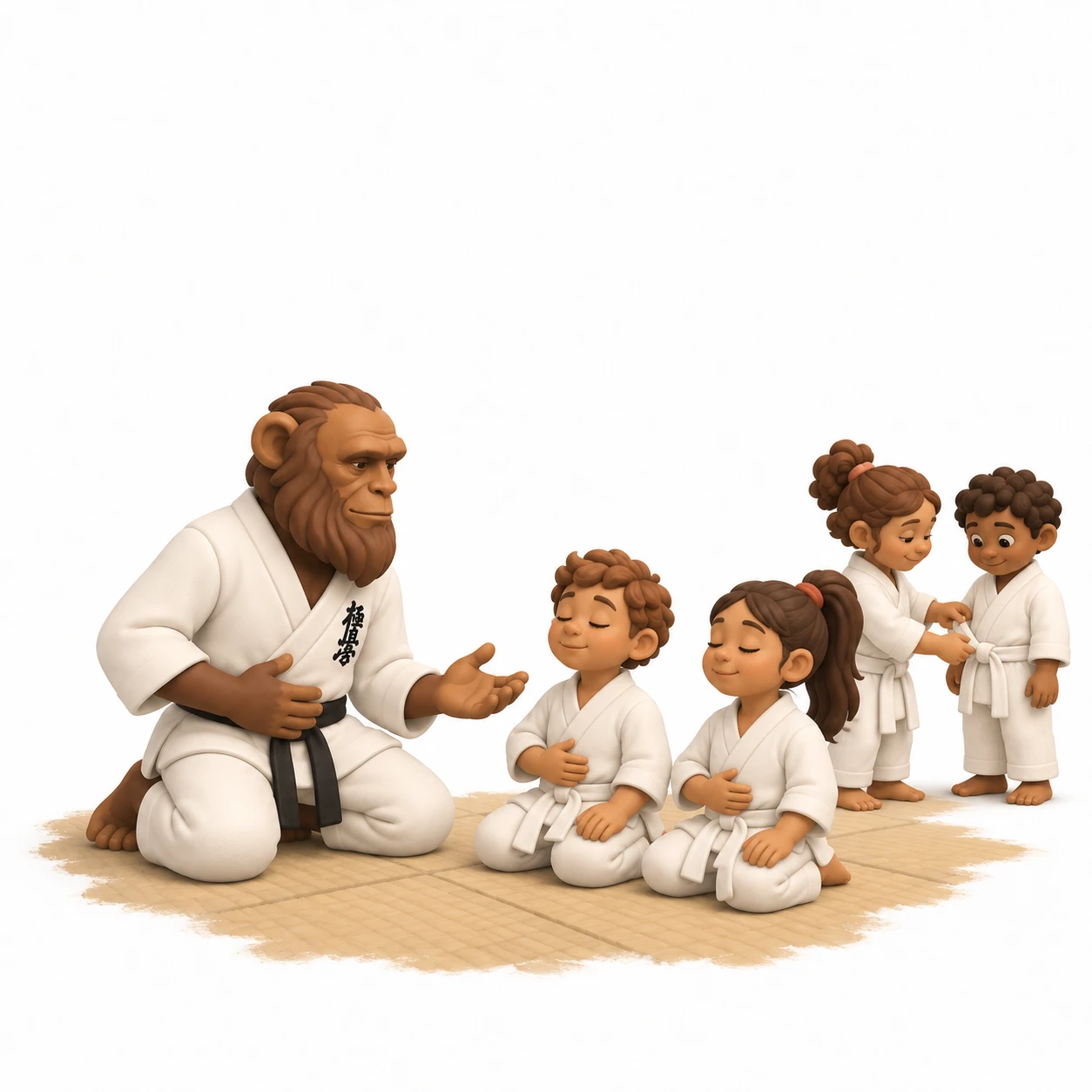 Sensei Mico enseñando a los niños en el dojo